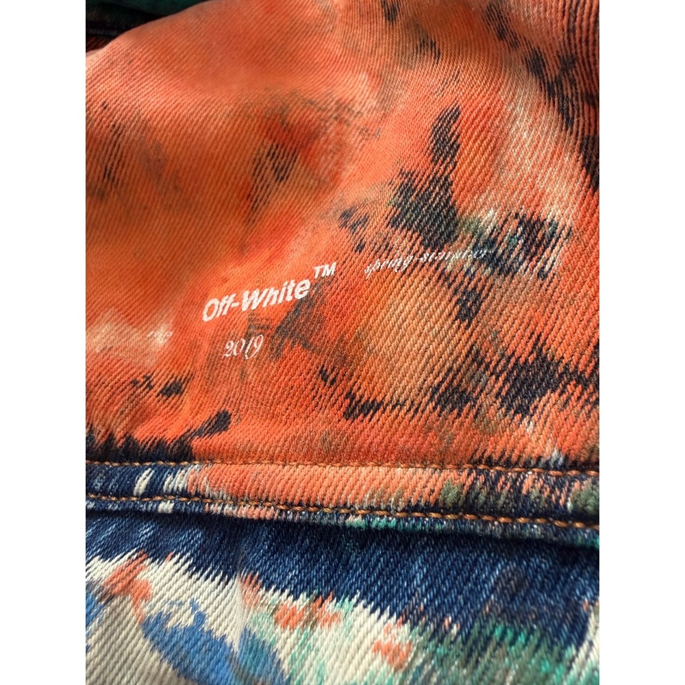 Off-White 2019 Multi-Color Tie-Dye Denim Jacket Virgil Abloh Mens XL - Picture 8 of 16
